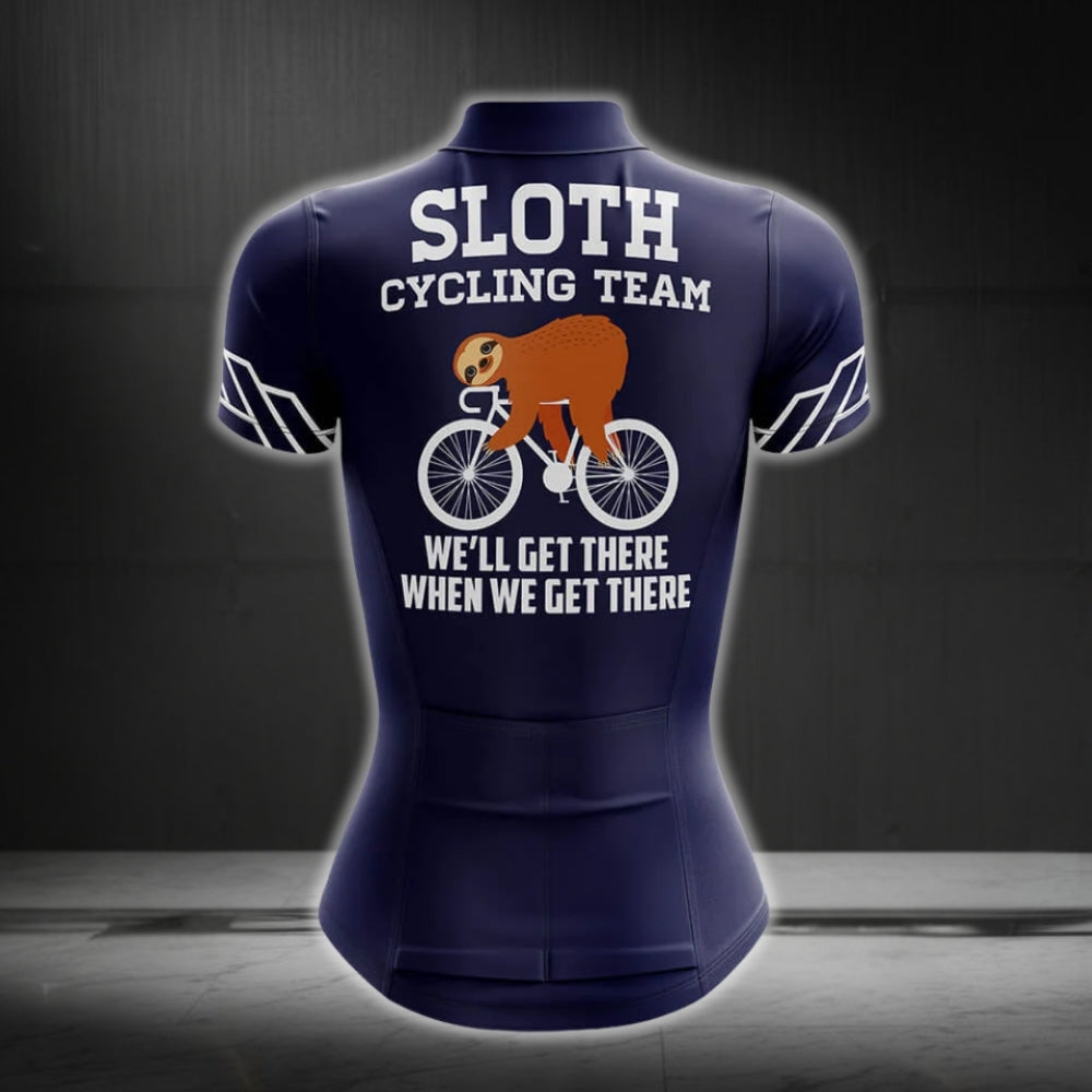 Sloth Cycling Team We'll Get There When We Get There Women's Cycling Short Sleeve Jerseys, Sloth Funny Cycling Jerseys For Ladies CZ0109