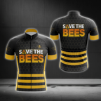 Save The Bees Cycling Short Sleeve Jersey For Men, Bee Lovers Black And Yellow Cycling Jersey CG0856