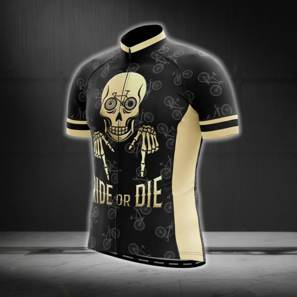 Ride Or Die Skull Cycling Jersey Short Sleeve Mens, Skull Cycling Jerseys For Men CG0146