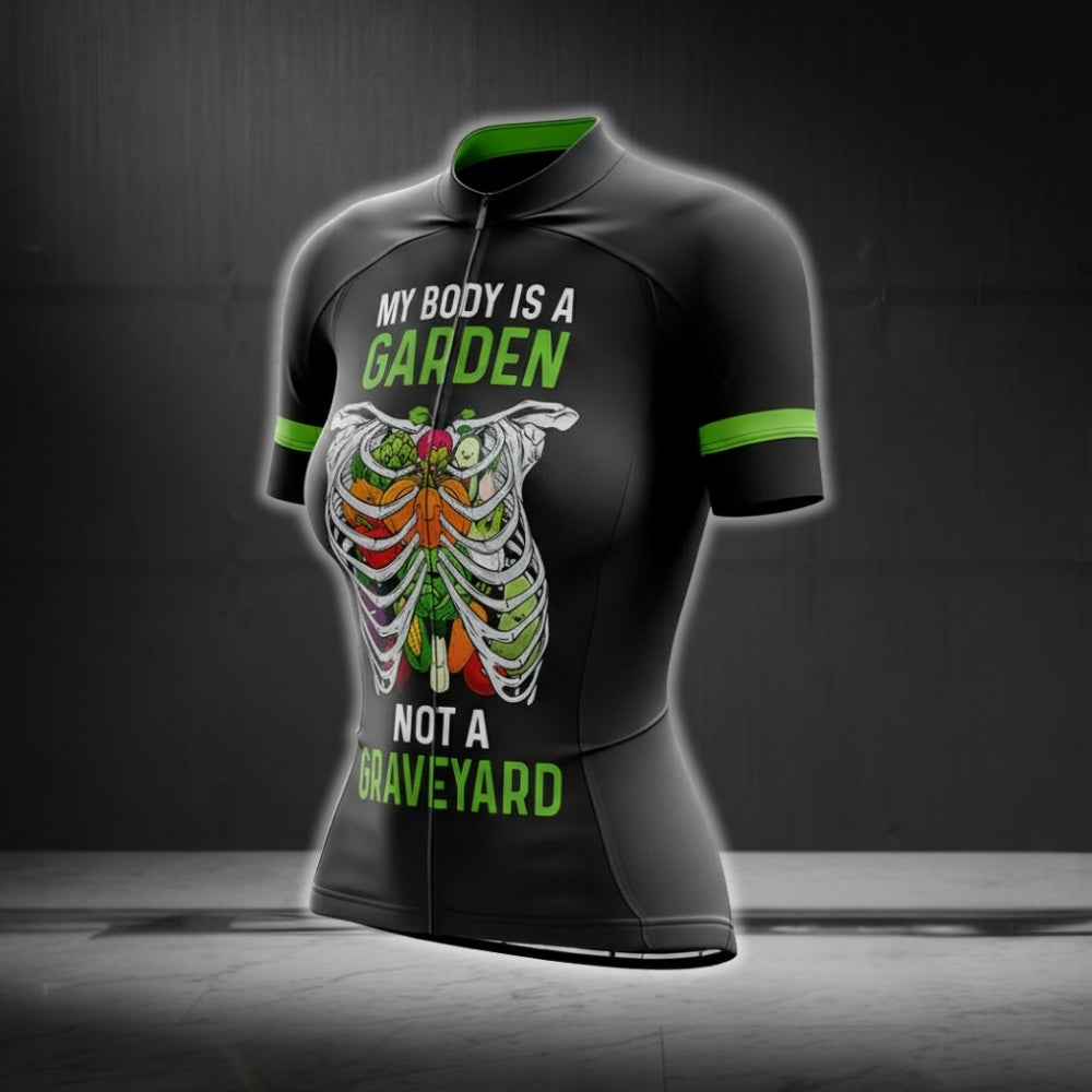 My Body Is A Garden Not A Graveyard Women's Cycling Jersey Short Sleeve, Vegan Lovers Cycling Jerseys CG0258