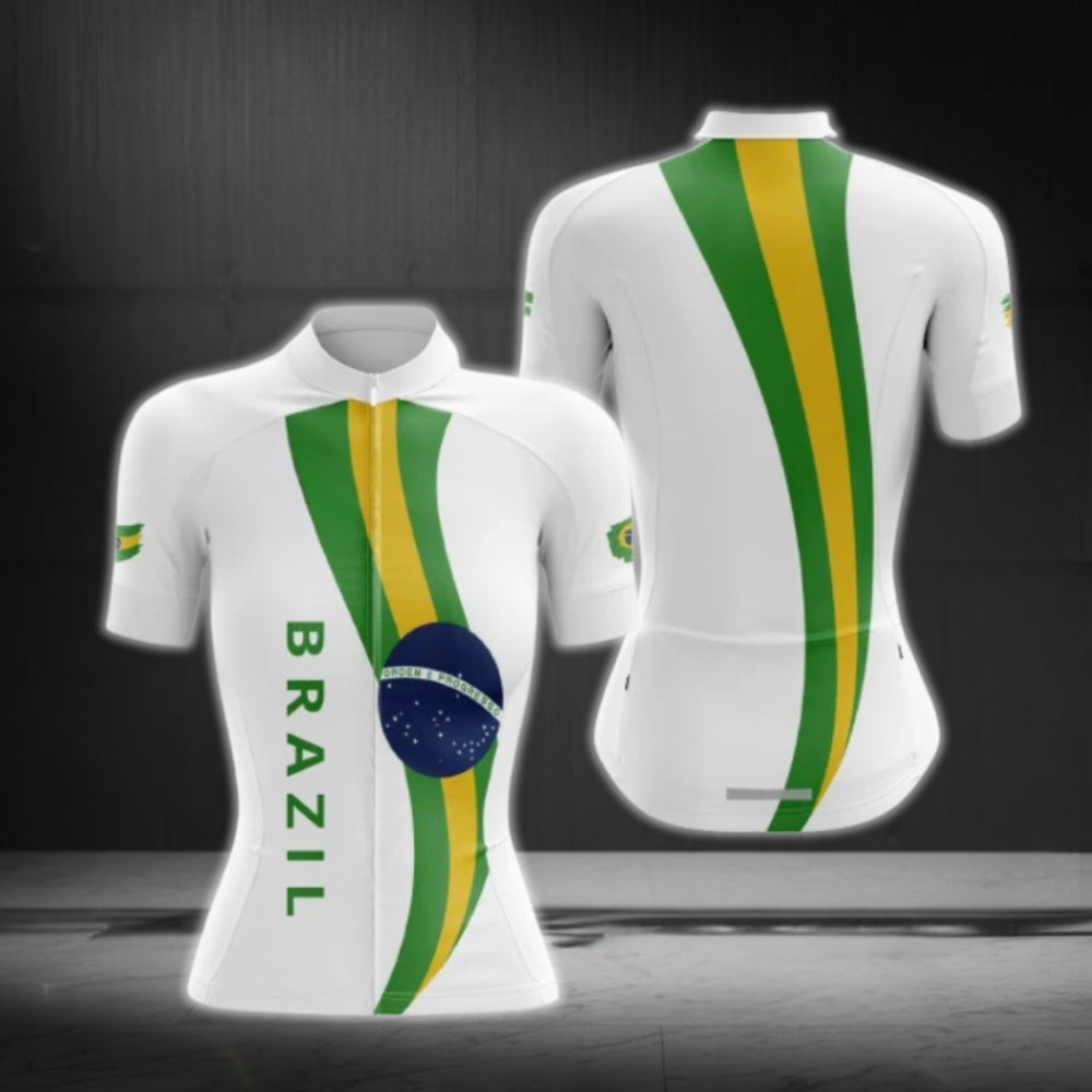 Brazil Flag Cycling Short Sleeve Women Jersey, Brazil Cycling Jersey For Women CG0638