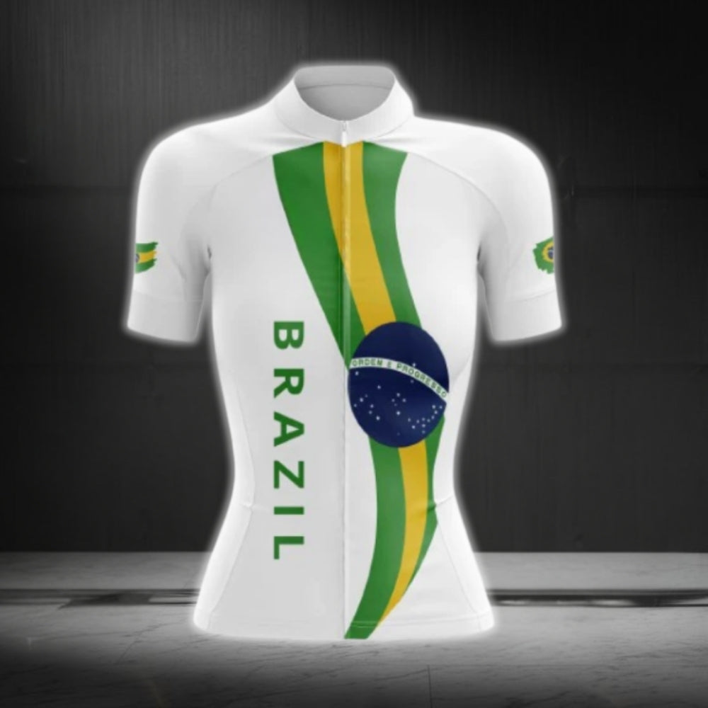 Brazil Flag Cycling Short Sleeve Women Jersey, Brazil Cycling Jersey For Women CG0638