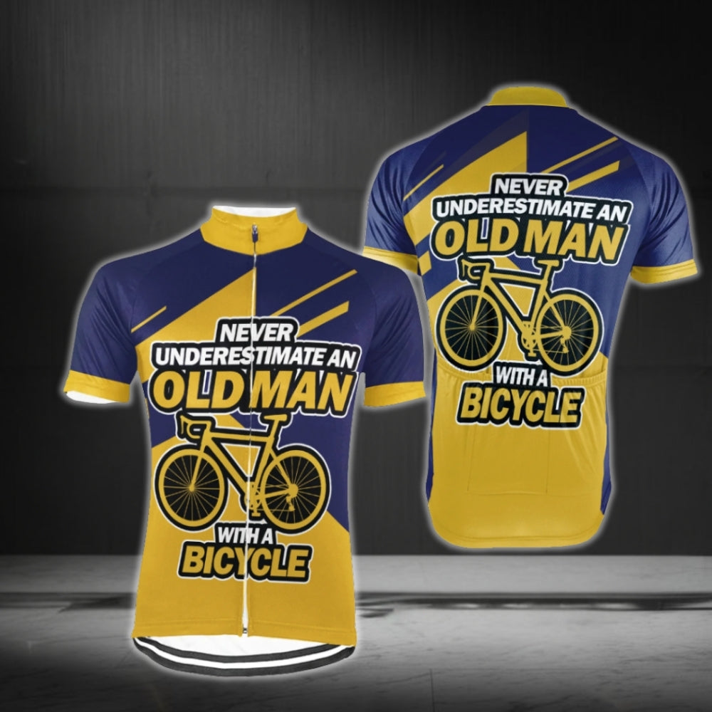 Never Underestimate An Old Man With A Bicycle Custom Name Short Sleeve Cycling Jersey, Custom Funny Cycling Jerseys CG0693