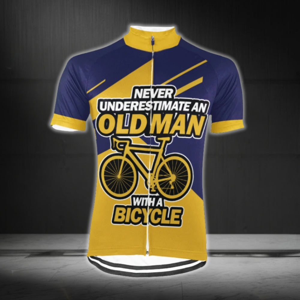 Never Underestimate An Old Man With A Bicycle Custom Name Short Sleeve Cycling Jersey, Custom Funny Cycling Jerseys CG0693