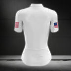 Heart US Flag Short Sleeve Women's Cycling Jersey, Women Patriotic Cycling Jerseys CG0076
