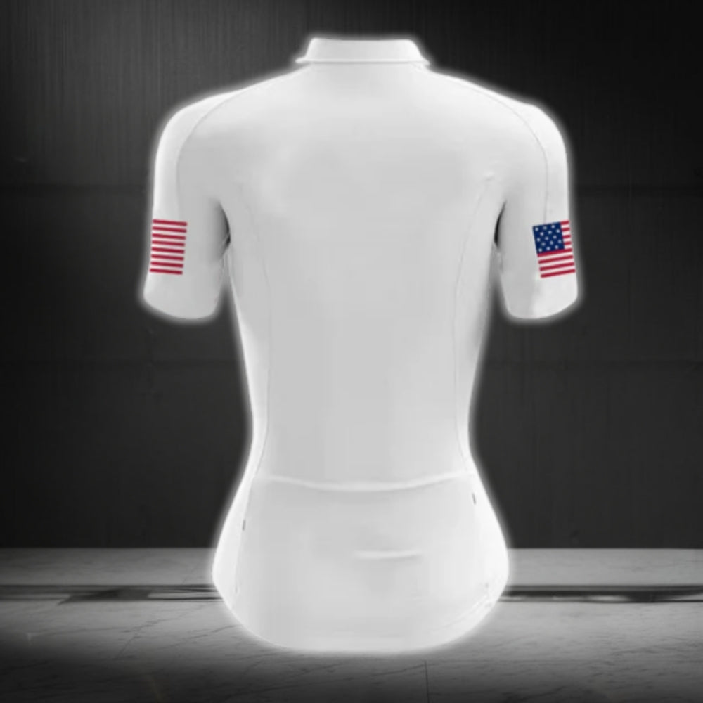 Heart US Flag Short Sleeve Women's Cycling Jersey, Women Patriotic Cycling Jerseys CG0076