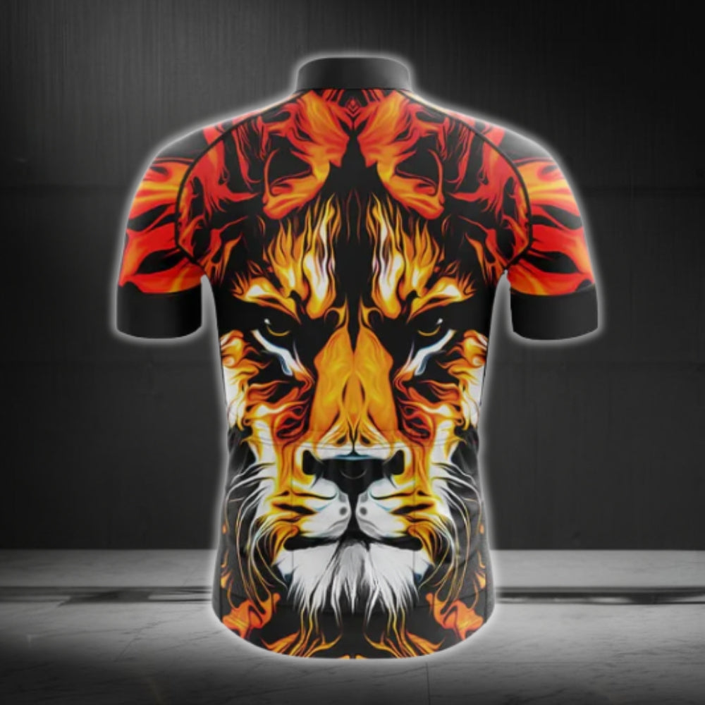 Lion Flame Cycling Short Sleeve Men's Jersey, Lion Cycling Jerseys CG0234