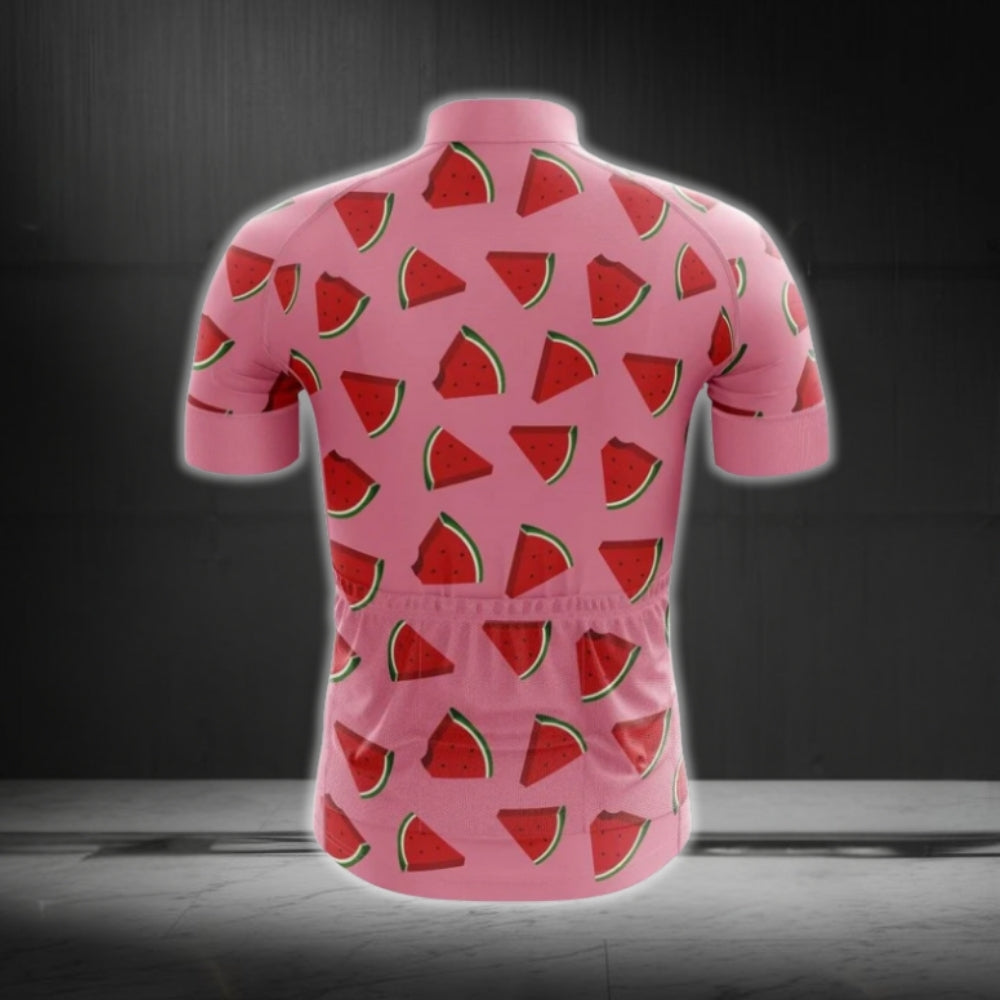 Pink Watermelon Men's Cycling Short Sleeve Jersey, Watermelon Cycling Jerseys CG0458