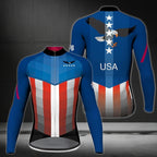 Eagle USA Flag Cycling Long Sleeve Jersey For Mens, Patriotic Cycling Jerseys CZ0051