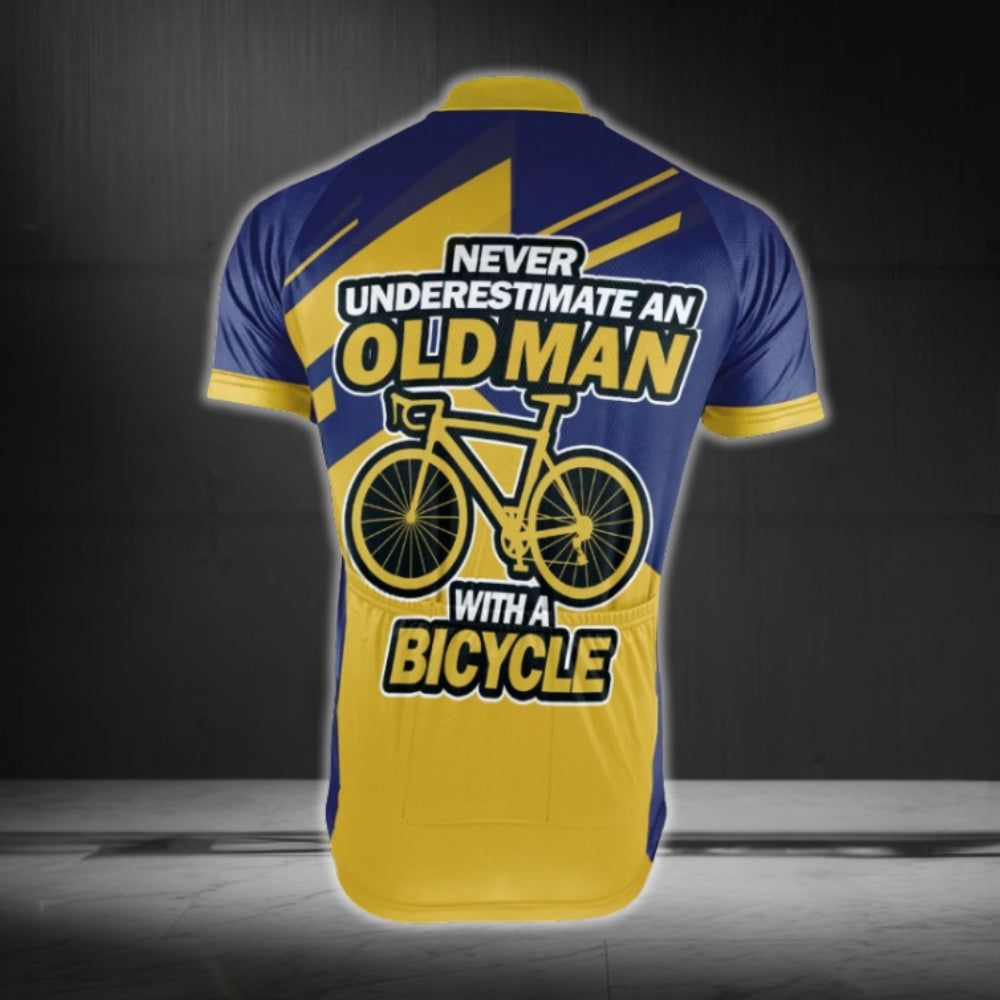 Never Underestimate An Old Man With A Bicycle Custom Name Short Sleeve Cycling Jersey, Custom Funny Cycling Jerseys CG0693