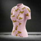 Leopard Pink Womens Cycling Short Sleeve Jerseys, Leopard Cycling Jersey For Womens CZ0108