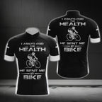 I Asked God For Health He Sent Me My Bike Short Sleeve Cycling Jersey Mens, God Christian Cycling Jeresys CG0486