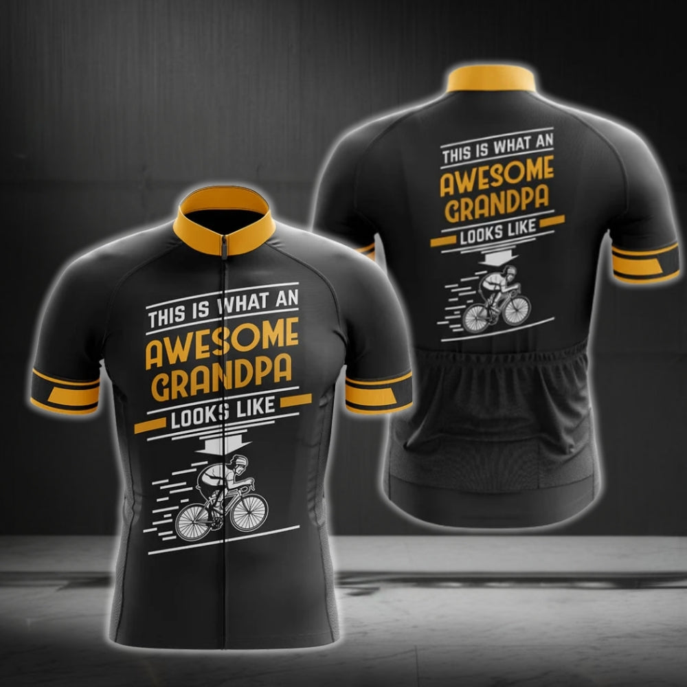 This Is What An Awesome Grandpa Looks Like Men's Cycling Short Sleeve Jersey, Funny Grandpa Cycling Jerseys CG0148