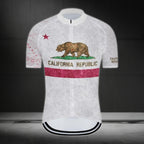 California Republic Men's White Cycling Short Sleeve Jerseys, California Cycling Jerseys CZ0023