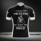 I Asked God For Health He Sent Me My Bike Short Sleeve Cycling Jersey Mens, God Christian Cycling Jeresys CG0486