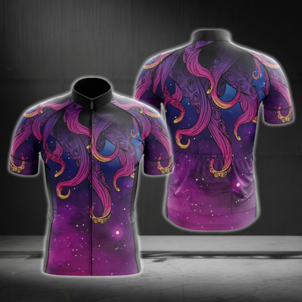 Purple Octopus Cycling Short Sleeve Jersey For Mens, Octopus Lovers Cycling Jerseys CG0108