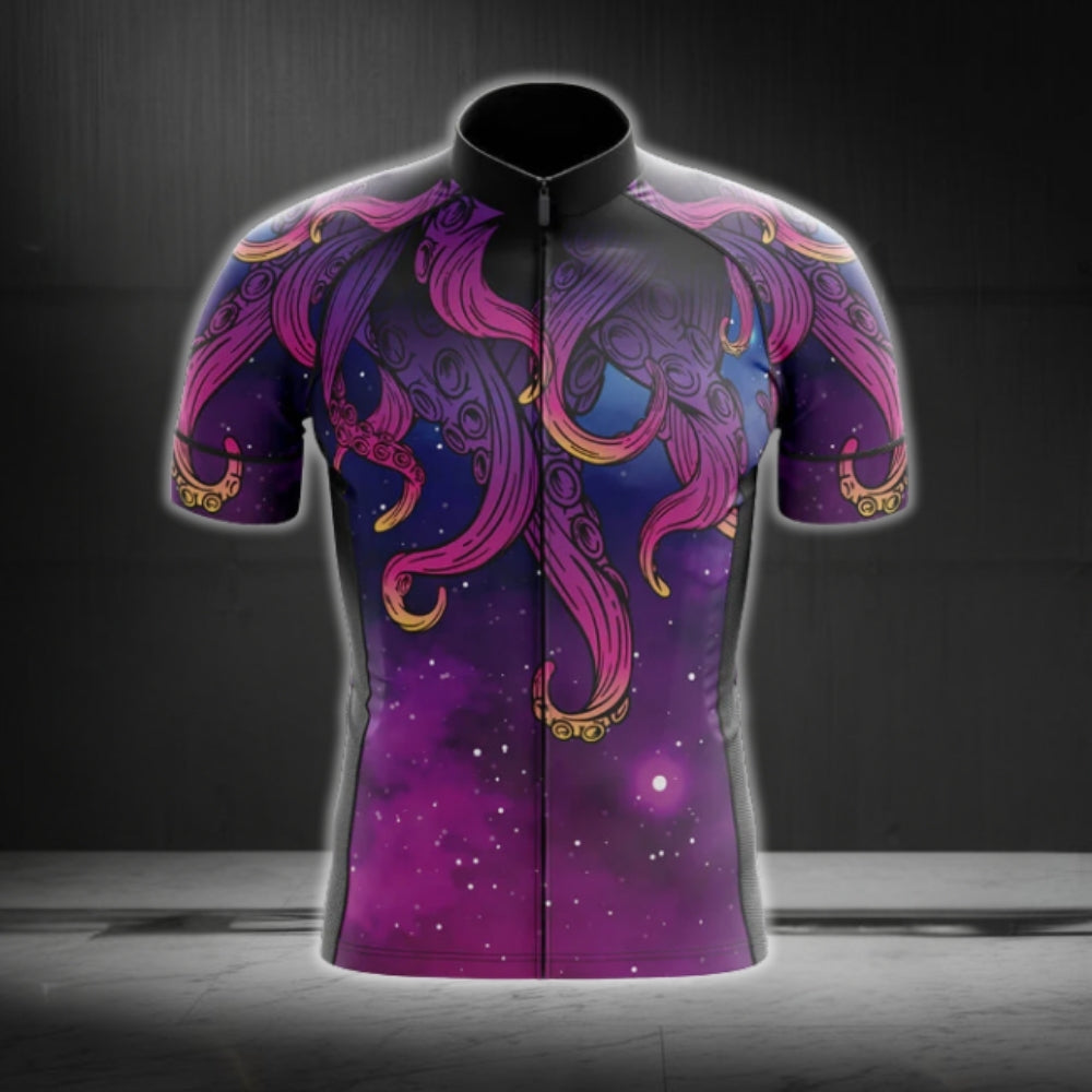 Purple Octopus Cycling Short Sleeve Jersey For Mens, Octopus Lovers Cycling Jerseys CG0108