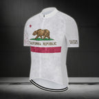 California Republic Men's White Cycling Short Sleeve Jerseys, California Cycling Jerseys CZ0023