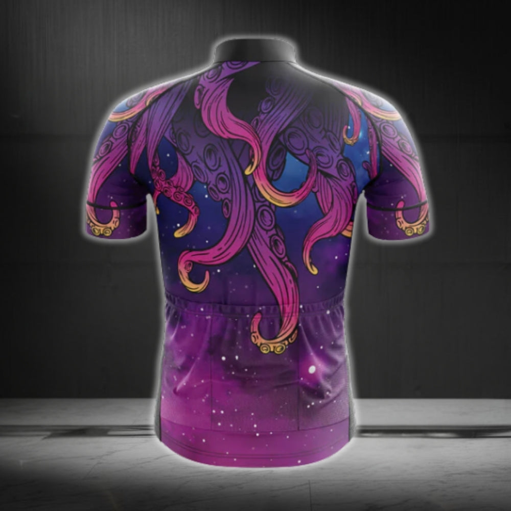 Purple Octopus Cycling Short Sleeve Jersey For Mens, Octopus Lovers Cycling Jerseys CG0108