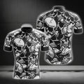 Skull Black And White Short Sleeve Men's Cycling Jersey, Skull Cycling Jerseys CG0261