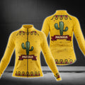 Women's Mexico Cactus Cycling Long Sleeve Jersey, Yellow Cactus Cycling Jersey For Ladies CG0640