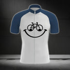 Blue And White Bicycle Smile Cycling Short Sleeve Men Jersey, Funny Cycling Jersey CG0696