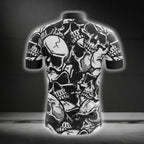 Skull Black And White Short Sleeve Men's Cycling Jersey, Skull Cycling Jerseys CG0261