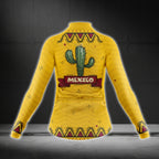 Women's Mexico Cactus Cycling Long Sleeve Jersey, Yellow Cactus Cycling Jersey For Ladies CG0640