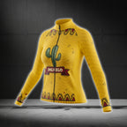 Women's Mexico Cactus Cycling Long Sleeve Jersey, Yellow Cactus Cycling Jersey For Ladies CG0640