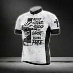 Skull Fueled By Grace Guided By Christ Riding Free Cycling Short Sleeve Jersey For Men, Skull Christian Cycling Jerseys CG0487