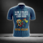 Slow Cyclists Make Fast Cyclists Look Good Cycling Short Sleeve Jersey For Men, Funny Turtle Cycling Jersey CG0859