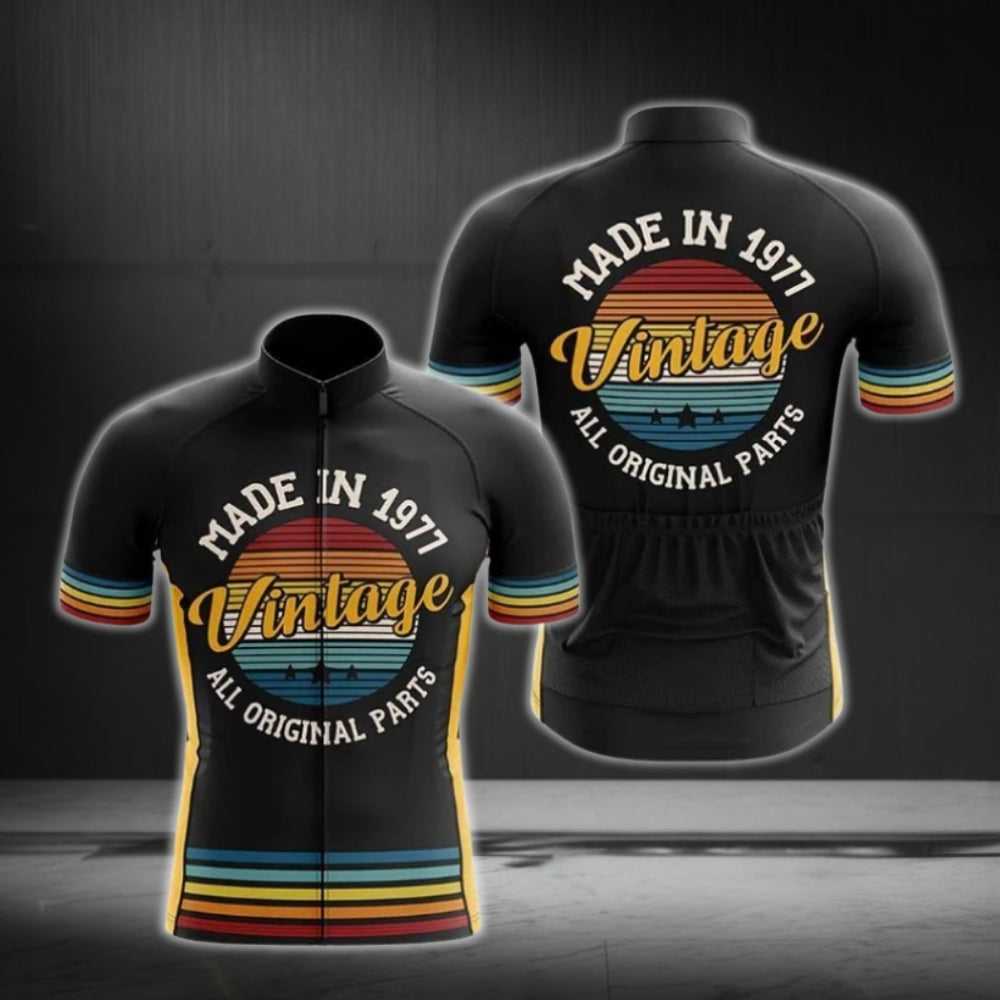 Made In 1977 Vintage All Original Parts Custom Retro Cycling Short Sleeve Men Jersey, Custom Year Retro Cycling Jerseys CG0495