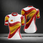 White Red And Yellow Spain Flag Cycling Short Sleeve Women Jersey, Spain Cycling Jerseys CG0641