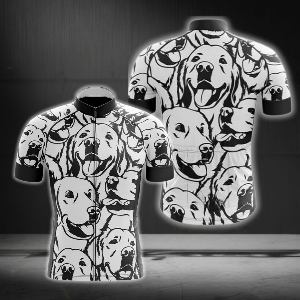 Labrador Retriever Black And White Cycling Short Sleeve Jerseys For Men, Retriever Dog Lovers Cycling Jerseys CG0263