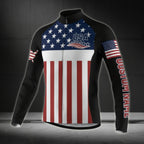 Custom USA Flag Cycling Long Sleeve Jersey For Men CZ0002