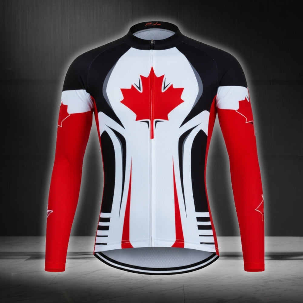 Men's Canada Flag Cycling Long Sleeve Jersey, Canada Cycling Jerseys CZ0026