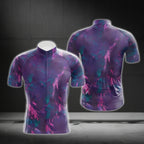 Purple Gradient Short Sleeve Men's Cycling Jersey, Purple Cycling Jersey CG0697
