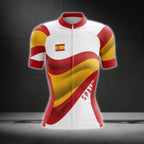 White Red And Yellow Spain Flag Cycling Short Sleeve Women Jersey, Spain Cycling Jerseys CG0641
