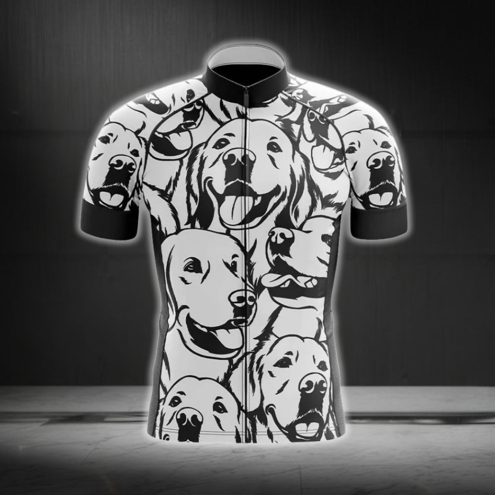 Labrador Retriever Black And White Cycling Short Sleeve Jerseys For Men, Retriever Dog Lovers Cycling Jerseys CG0263