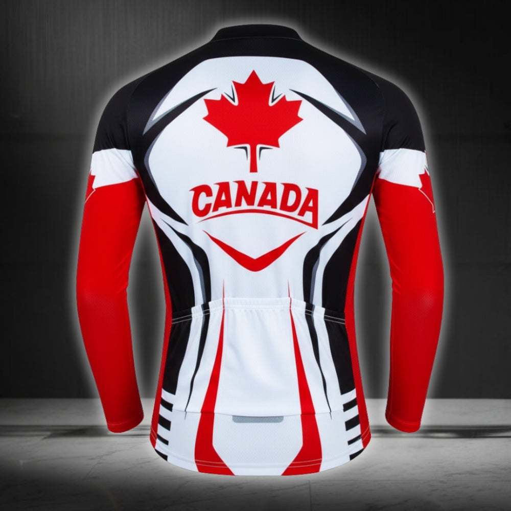 Men's Canada Flag Cycling Long Sleeve Jersey, Canada Cycling Jerseys CZ0026