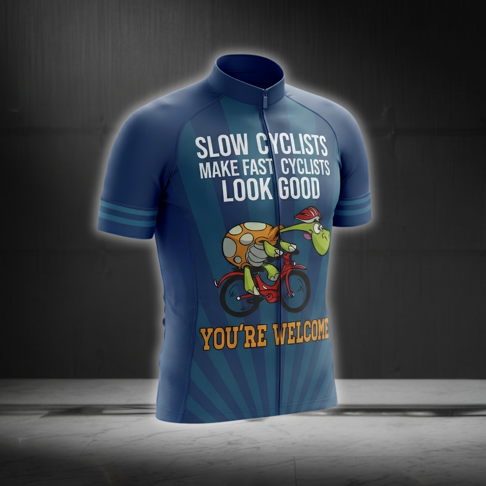 Slow Cyclists Make Fast Cyclists Look Good Cycling Short Sleeve Jersey For Men, Funny Turtle Cycling Jersey CG0859