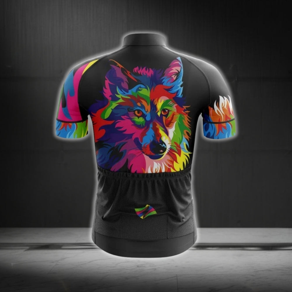Wolf Colorful Cycling Jersey Short Sleeve For Men, Wolf Cycling Jersey Mens CZ0105
