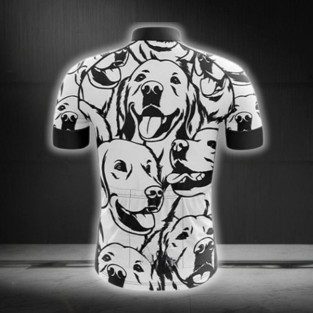 Labrador Retriever Black And White Cycling Short Sleeve Jerseys For Men, Retriever Dog Lovers Cycling Jerseys CG0263