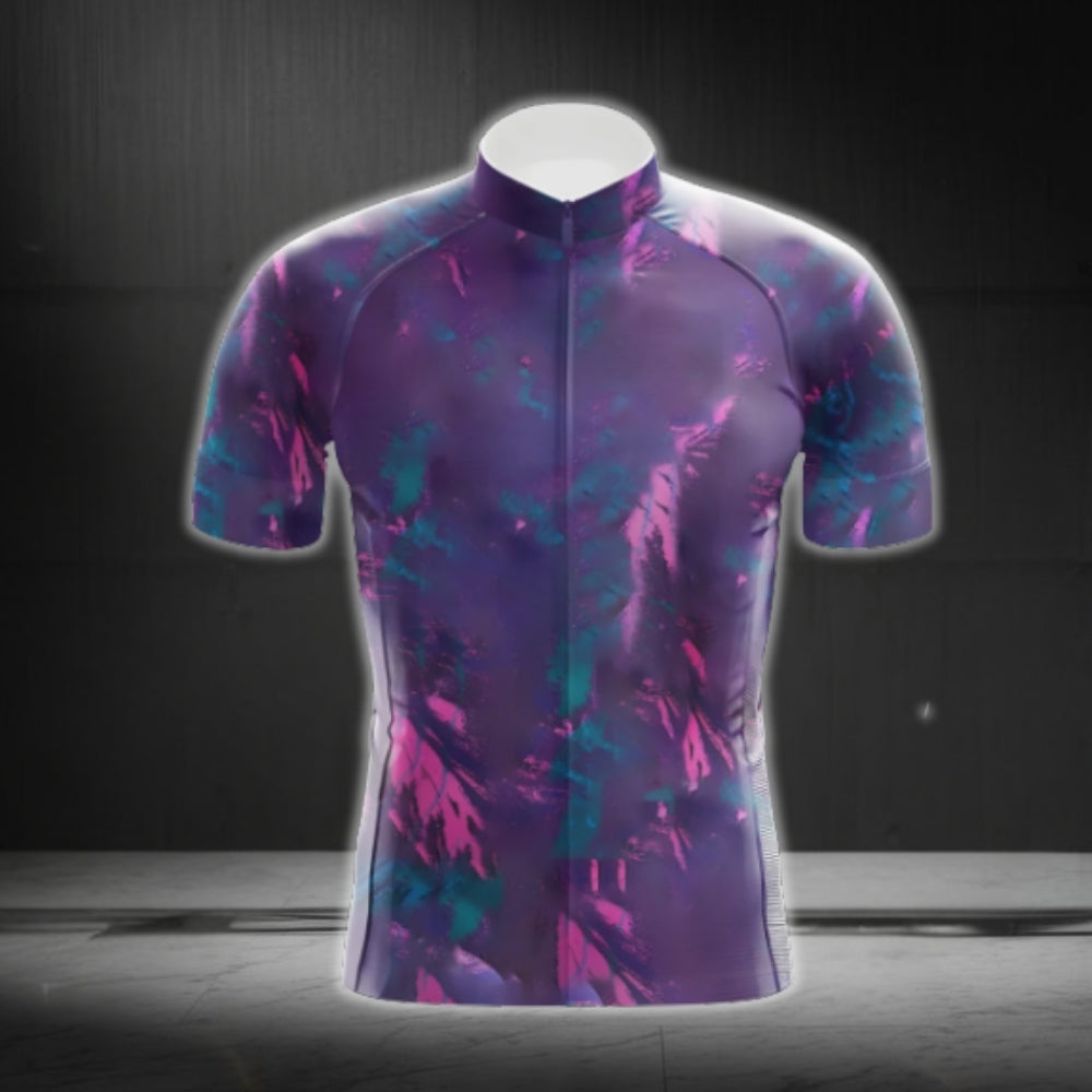 Purple Gradient Short Sleeve Men's Cycling Jersey, Purple Cycling Jersey CG0697