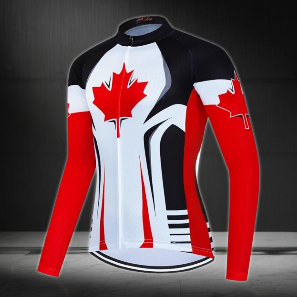 Men's Canada Flag Cycling Long Sleeve Jersey, Canada Cycling Jerseys CZ0026