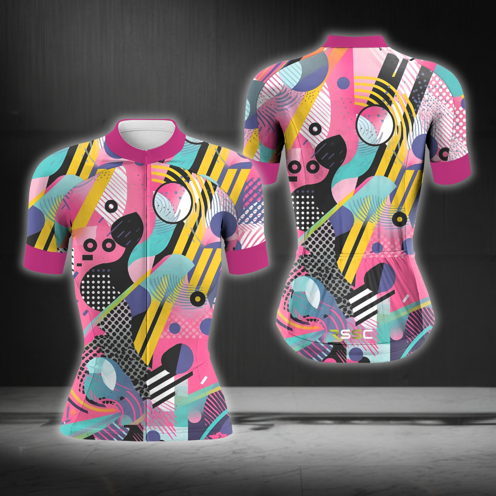Colorful Cycling Short Sleeve Jersey For Laides, Womens Colorful Cycling Jersey CG0861