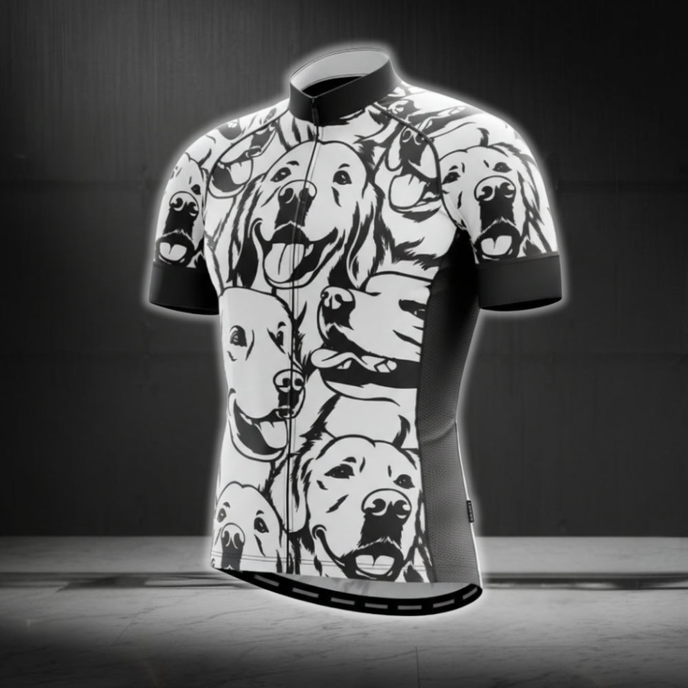 Labrador Retriever Black And White Cycling Short Sleeve Jerseys For Men, Retriever Dog Lovers Cycling Jerseys CG0263