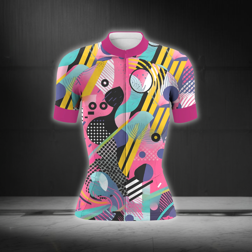 Colorful Cycling Short Sleeve Jersey For Laides, Womens Colorful Cycling Jersey CG0861