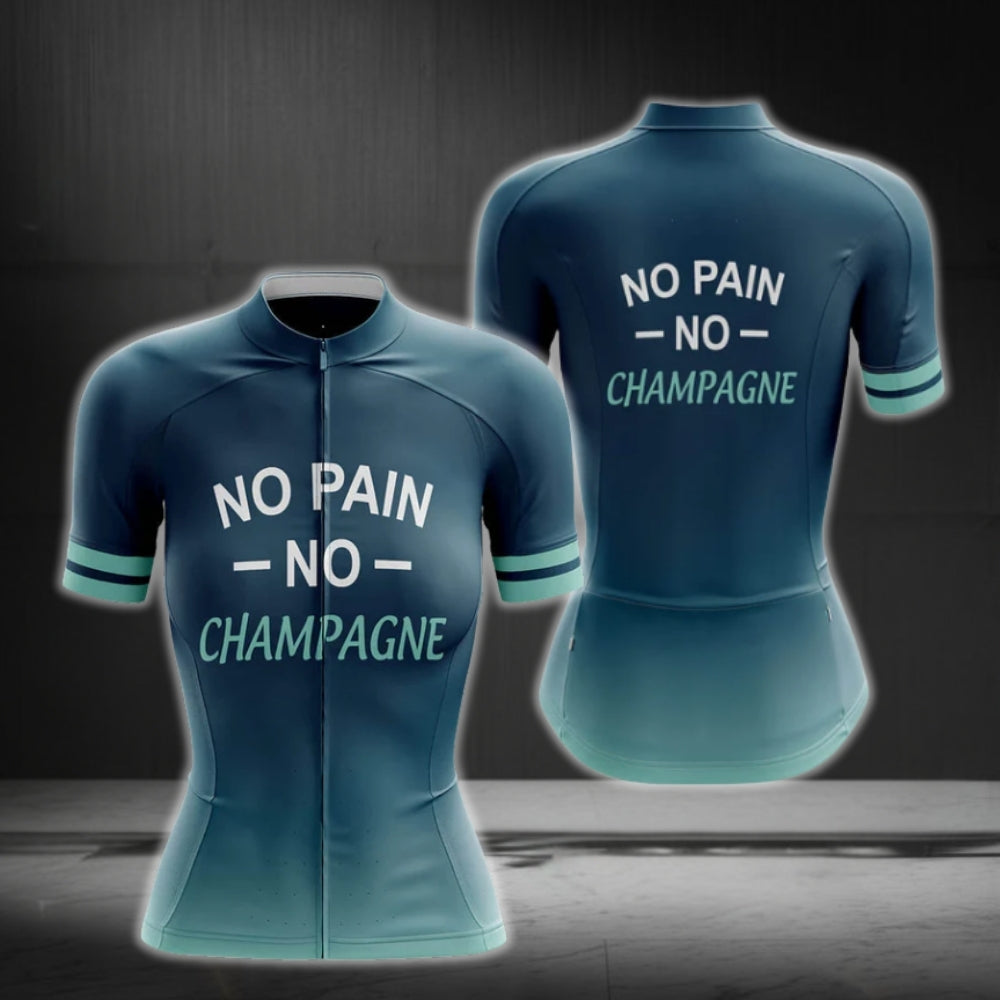 No Pain No Champagne Women's Short Sleeve Cycling Jersey, Champagne Cycling Jerseys For Ladies CG0150