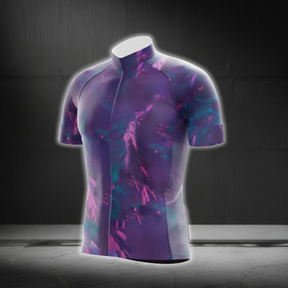 Purple Gradient Short Sleeve Men's Cycling Jersey, Purple Cycling Jersey CG0697